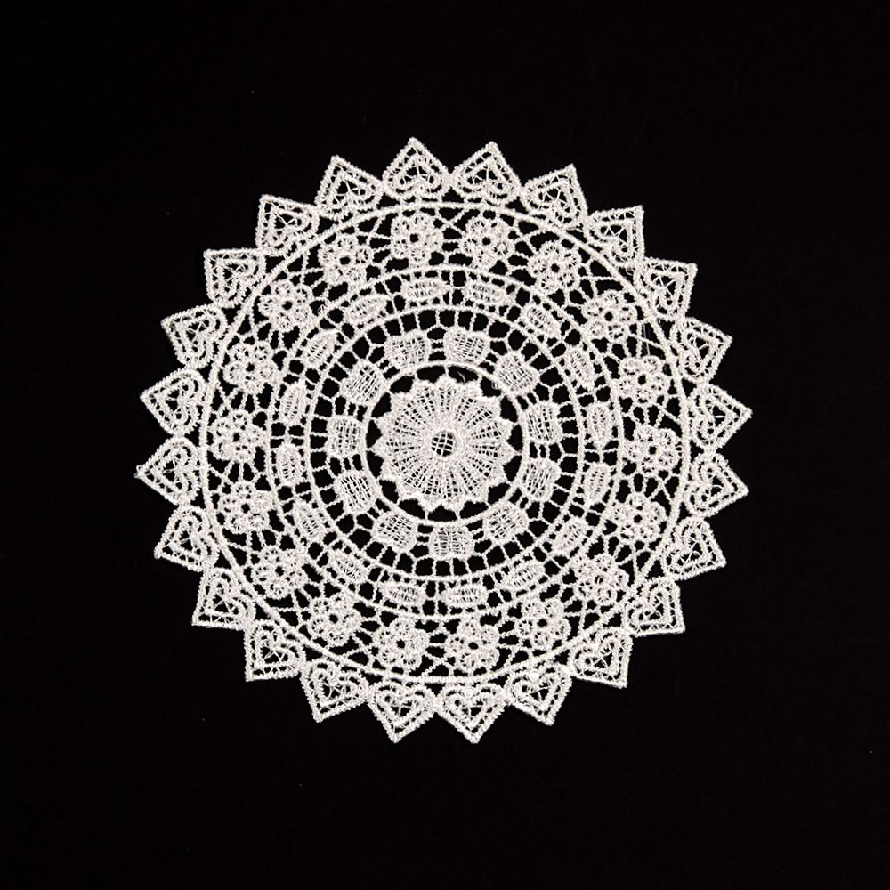 5.5 Inch Geometric Embroidered Lace Coaster (10 Pack) - Elegant Round Dining & Tea Table Mat Doily, Rose Style