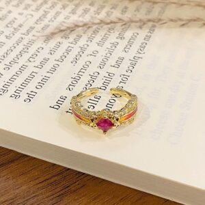 Drip‑Paint Enamel Adjustable Finger Ring | Holiday Dating Gift | Luxury Versatile Open‑End Women Statement Ring
