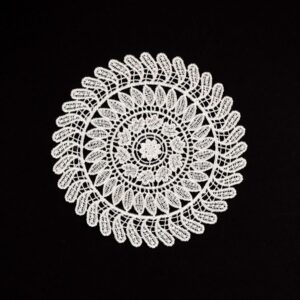 5.5 Inch Geometric Embroidered Lace Coaster (10 Pack) - Elegant Round Dining & Tea Table Mat Doily, Swirl Grass Style