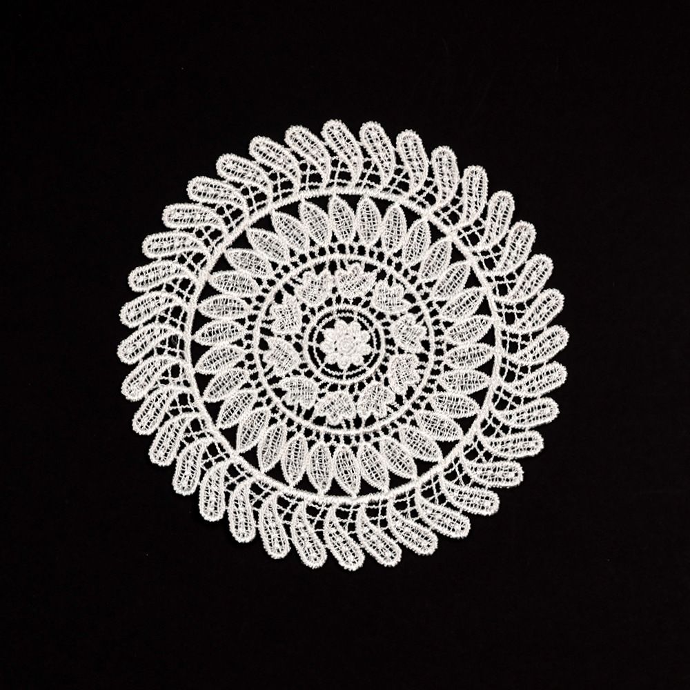 5.5 Inch Geometric Embroidered Lace Coaster (10 Pack) - Elegant Round Dining & Tea Table Mat Doily, Swirl Grass Style