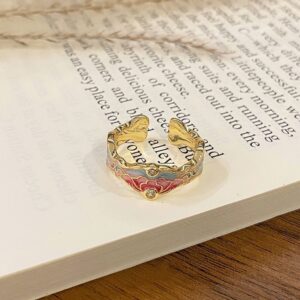 Fashion Enamel Drip‑Paint Open Ring | Holiday Matching Accessory | Light‑Luxury Versatile Women Statement Ring
