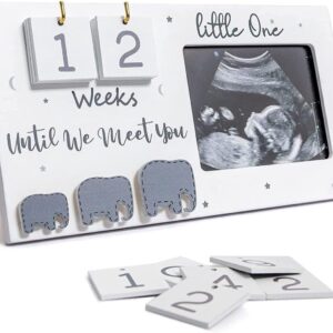 Pregnancy Ultrasound Photo Frame with 40-Week Countdown Number Tiles, Gift for Expectant Parents