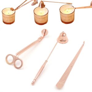 3 in 1 Candle Care Kit with Wick Trimmer Snuffer Dipper Professional Candle Accessory Set Rose Gold
