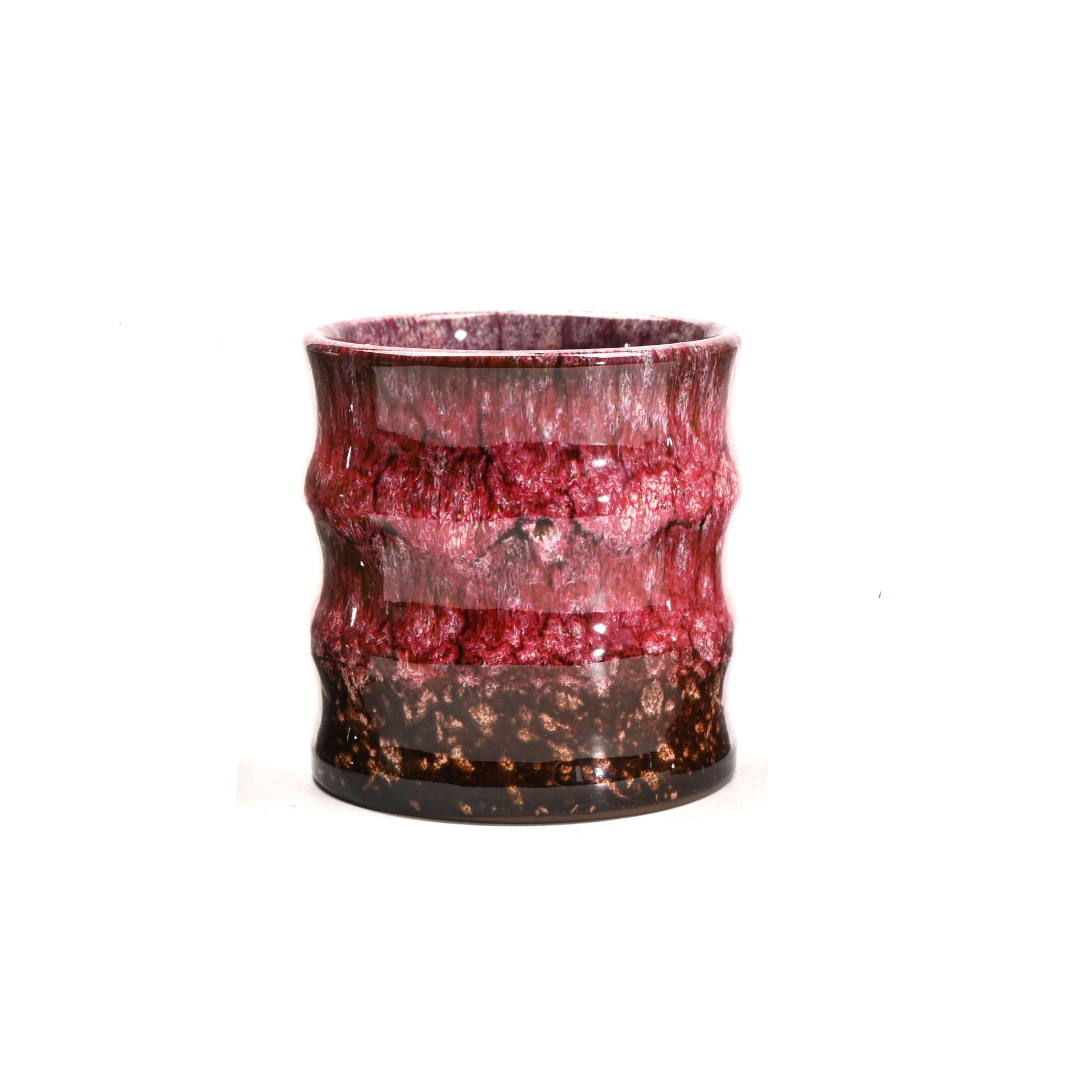 Vintage Bamboo Joint Coffee Mug | Holiday Drinking Gift | 115ml Red‑Purple Kiln‑Change Glaze Ceramic Water Tasting Cup