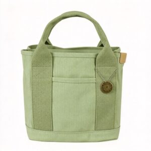 16Oz Canvas Handheld Tote Bag Light Green, Portable Women Lunch Handbag, Halloween Reusable Grocery Picnic Carry Pouch