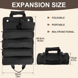 New Roll-Up Car Tool Bag, 1200D Waterproof & Wear-Resistant, Portable Multi-Scene Storage, Pro Essential.(BLACK)