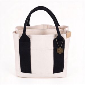 16Oz Canvas Hand Tote Bag White With Black, Multi‑Functional Women Lunch Handbag, Halloween Daily Work Shopping Reusable Pouch
