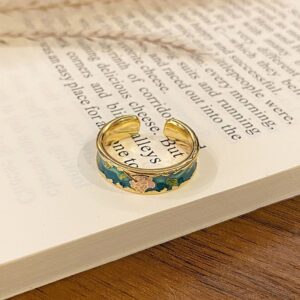 Drip‑Paint Enamel Open Statement Ring | Holiday Dating Ornament | High‑Grade Versatile Ladies Finger Band