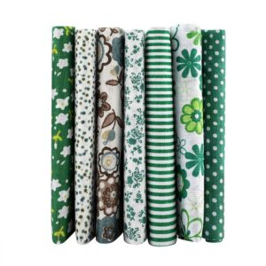 7pcs 25*25cm Cotton Fabric DIY Assorted Squares Pre Cut Bedding Kit Quarters Bundle Dark Green