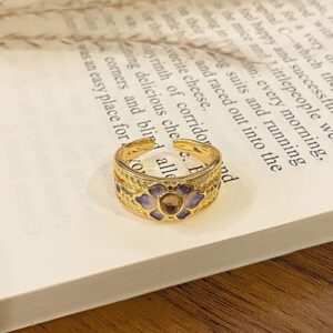 Versatile Light‑Luxury Enamel Open Ring | Holiday Wearable Ornament | Drip‑Paint Pattern Adjustable Ladies Finger Band