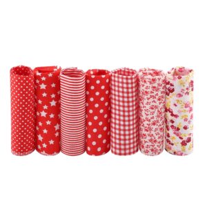 7pcs 50*50cm Cotton Fabric DIY Assorted Squares Pre Cut Bedding Kit Quarters Bundle (Red)