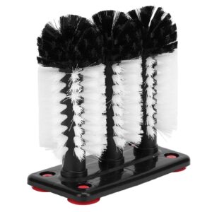3 Head Cup Brush Removable Efficient Cleaning Glass Washer Brush with Suction Base for Bar Long Leg Cup Beer Cup