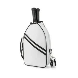 Multifunctional Pickleball/Tennis Sling Bag, Oxford Fabric Scratch-Resistant & Durable, Holds 2 Rackets, Multiple Colors, Essential for Sports & Travel.(Black+white)