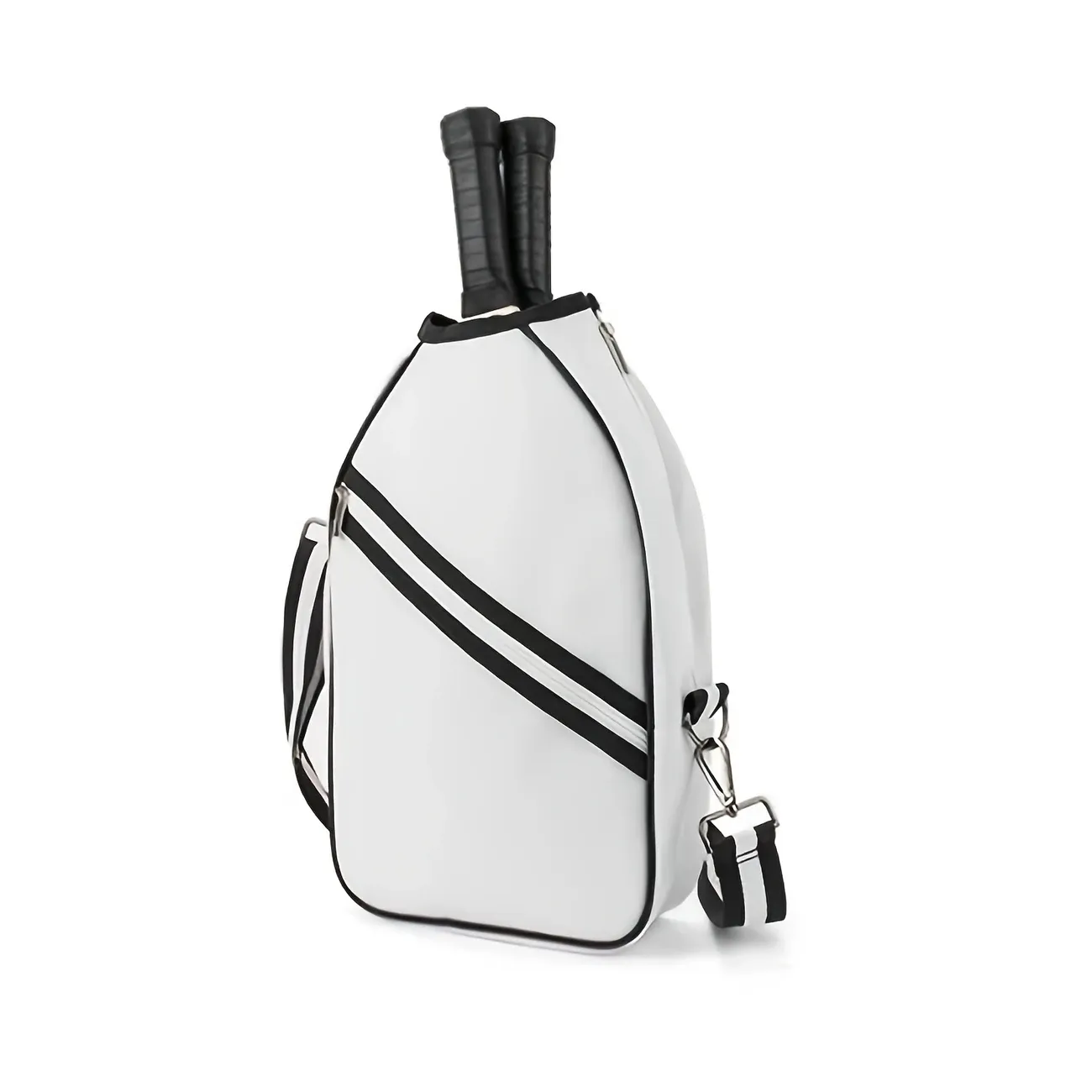 Multifunctional Pickleball/Tennis Sling Bag, Oxford Fabric Scratch-Resistant & Durable, Holds 2 Rackets, Multiple Colors, Essential for Sports & Travel.(Black+white)