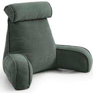 Cozy Reading Pillow for Sofa & Bed - Perfect for Relaxing, Reading, Gaming & More, 80*40*60cm (Dark Grey-Green)