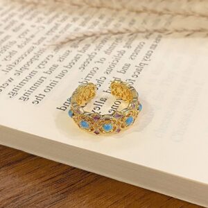 Enamel Drip‑Paint Decorative Open Band | Holiday Gift Accessory | Luxury Versatile Women Finger Ring