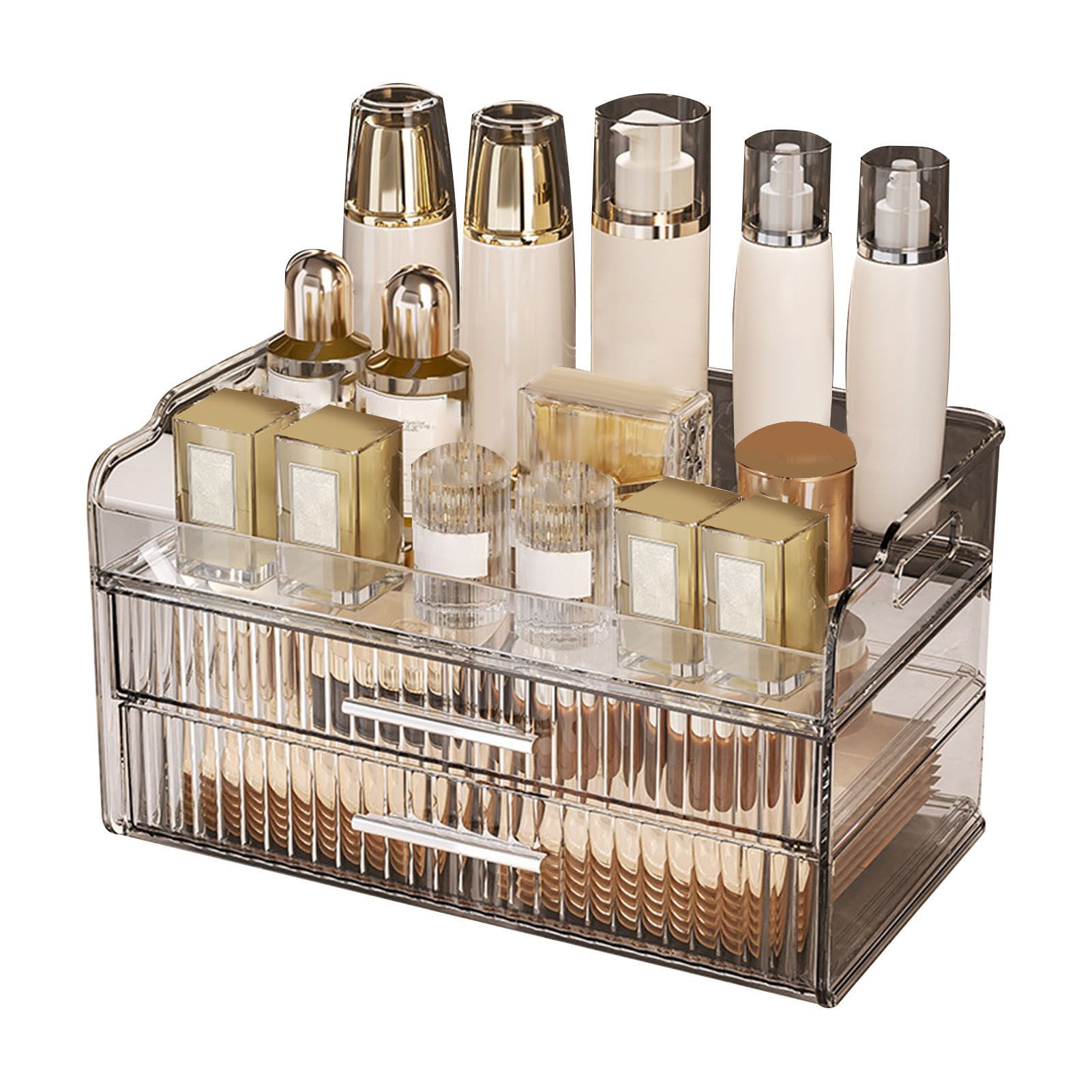 Makeup Organizer Box Large Capacity Clear Cosmetic Storage Container Without Lid