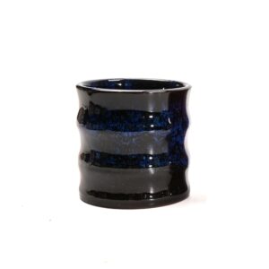 Retro Bamboo Joint Ceramic Coffee Cup | Halloween Bar Accessory | 115ml Black‑Blue Unique Kiln‑Glaze Tasting Water Cup