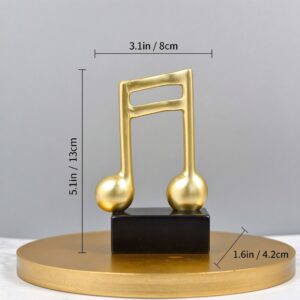Handmade Resin Musical Note Statue, Golden Tone Desktop Ornament, Ideal Holiday Gift for Music Lovers