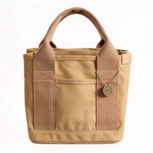 16Oz Khaki Canvas Women Hand Tote Bag, Portable Multi‑Purpose Lunch Handheld Pouch, Christmas Work Shopping Reusable Canvas Bag