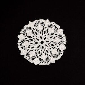 5.5 Inch Geometric Embroidered Lace Coaster (10 Pack) - Elegant Round Dining & Tea Table Mat Doily, Snow Leaf Style