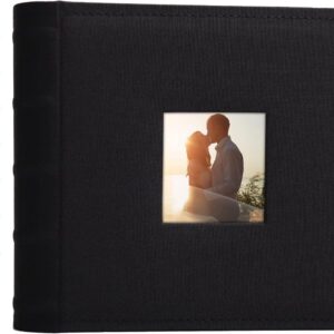 Photo Album With Front Window, Holds 200 4x6 Photos, Acid Free PVC Free Pages With Memo Space, For Wedding Family Baby Travel, Black, 6 in