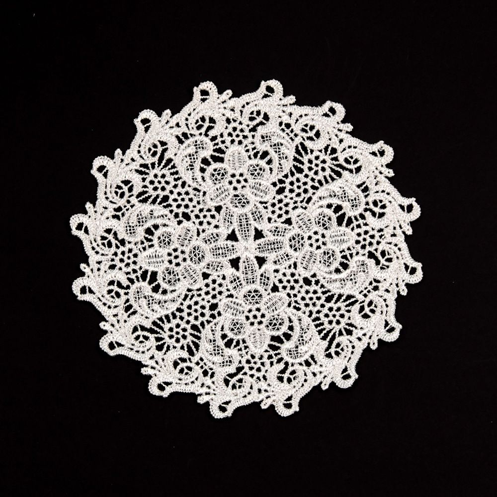 5.5 Inch Geometric Embroidered Lace Coaster (10 Pack) - Elegant Round Dining & Tea Table Mat Doily, Dreamscape Style
