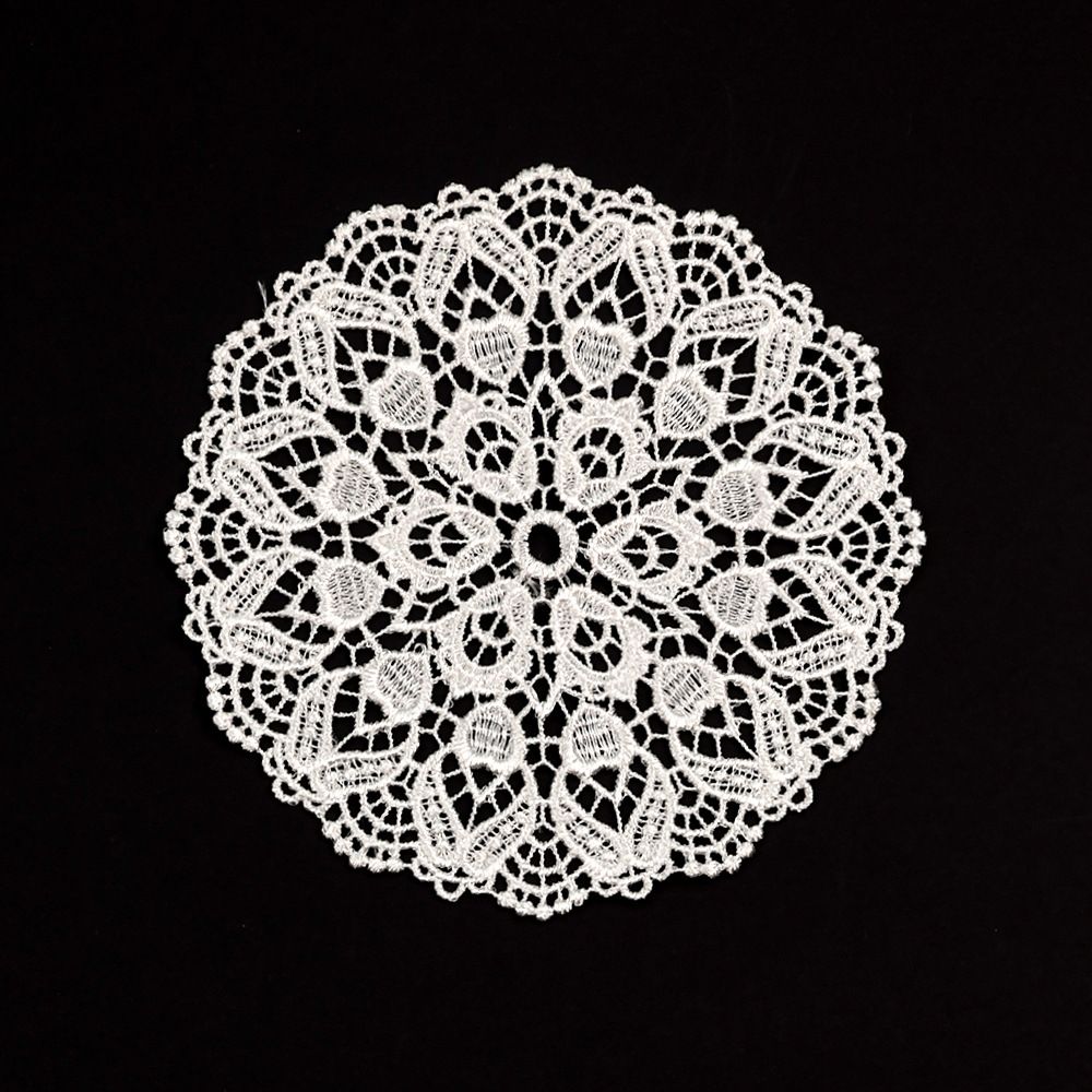5.5 Inch Geometric Embroidered Lace Coaster (10 Pack) - Elegant Round Dining & Tea Table Mat Doily, Floral Shadow Style