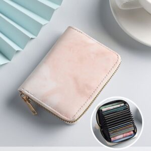 Women's Compact Zip Card Holder Wallet - Pink 18 Card Slot Accordion Purse with 2 Utility Pockets for Cash, ID and Everyday Carry