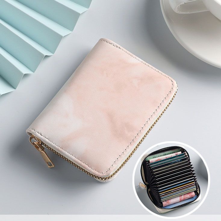 Women's Compact Zip Card Holder Wallet - Pink 18 Card Slot Accordion Purse with 2 Utility Pockets for Cash, ID and Everyday Carry