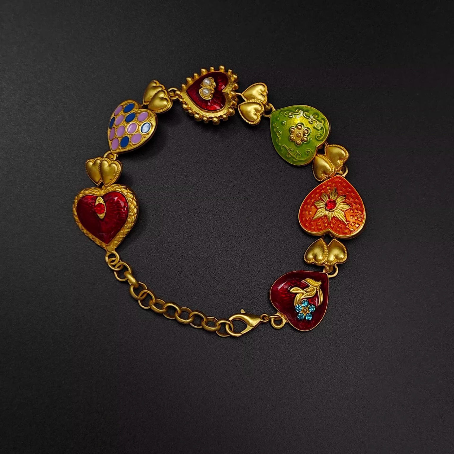 Bracelet 2129 Vintage Dopamine Style | Christmas Bright Dopamine Gift | High Saturation Color Retro Bracelet Eye-Catching Streetwear