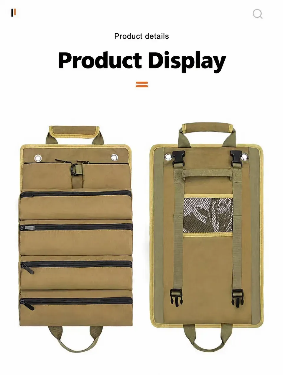 New Roll-Up Car Tool Bag, 1200D Waterproof & Wear-Resistant, Portable Multi-Scene Storage, Pro Essential.(khaki)