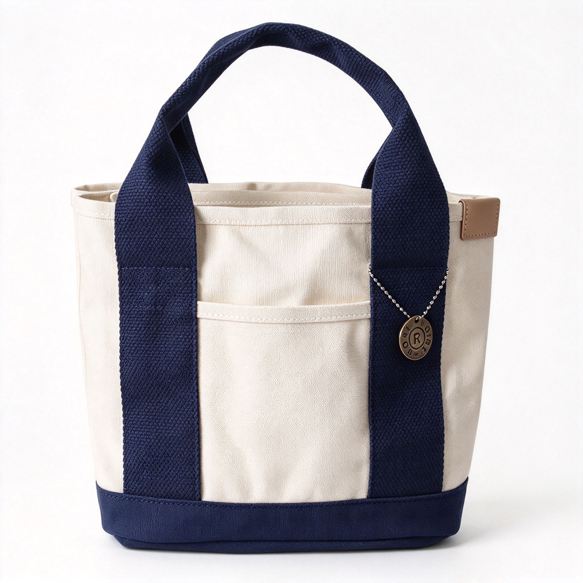 16Oz Canvas Women Tote Bag White / Dark Blue, Multi‑Purpose Lunch Handheld Pouch, Halloween Daily Travel Shopping Handbag