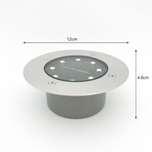 Solar 8LED Cast‑Aluminum In‑Ground Light White Light Outdoor Buried Lamp Garden Villa Courtyard Lawn Decor Light Halloween Christmas Landscape Lighting