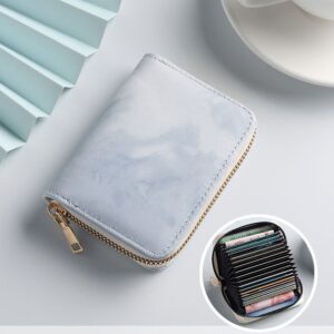 Women's Compact Zip Card Holder Wallet - Blue 18 Card Slot Accordion Purse with 2 Utility Pockets for Cash, ID and Everyday Carry