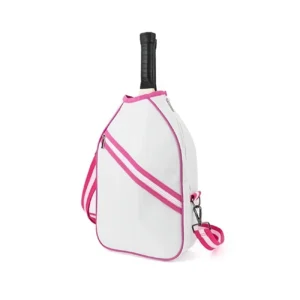 Multifunctional Pickleball/Tennis Sling Bag, Oxford Fabric Scratch-Resistant & Durable, Holds 2 Rackets, Multiple Colors, Essential for Sports & Travel.(Pink+white)