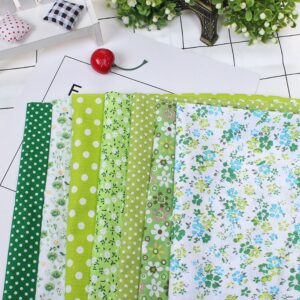 7pcs 50*50cm Cotton Fabric DIY Assorted Squares Pre Cut Bedding Kit Quarters Bundle (Green)