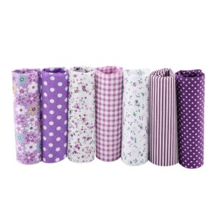 7pcs 50*50cm Cotton Fabric DIY Assorted Squares Pre Cut Bedding Kit Quarters Bundle (Purple)