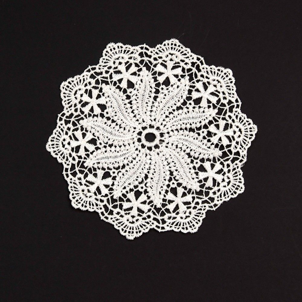 5.5 Inch Geometric Embroidered Lace Coaster (10 Pack) - Elegant Round Dining & Tea Table Mat Doily, Starlight Style