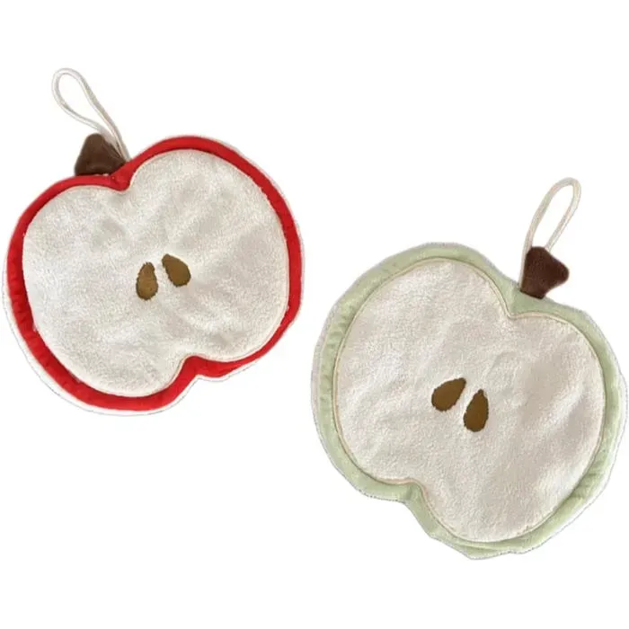 2 Pack Apple Shaped Hanging Hand Towels, 18 x 23 cm