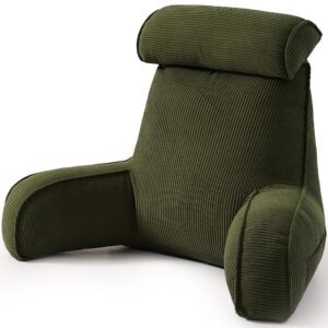 Bedrest Pillow with Arms for Reading, Gaming, Lounging on Bed or Couch, 80*40*60cm (olive green)