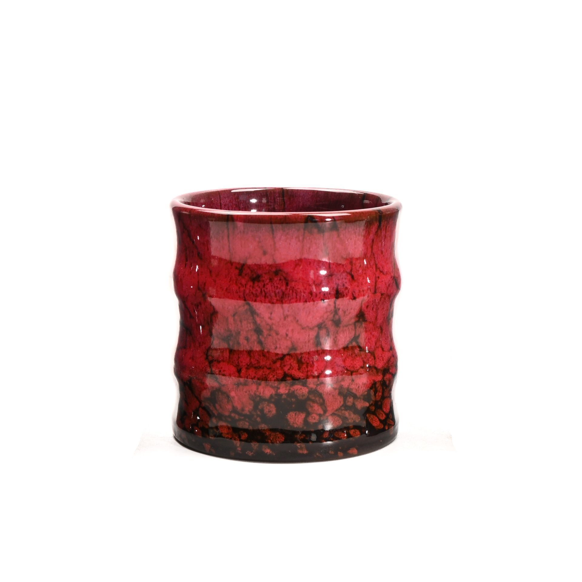Vintage Kiln‑Change Tasting Mug | Holiday Household Gift | Bamboo‑Jointed 115ml Deep‑Red Ceramic Coffee Water Cup