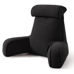 Versatile Reading Backrest Pillow for Bed, Sofa and Lounging at Home, 80*40*60cm (Dark Black)