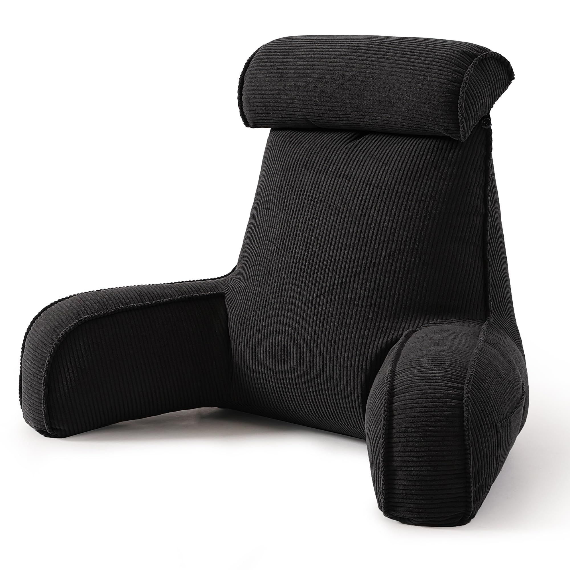 Versatile Reading Backrest Pillow for Bed, Sofa and Lounging at Home, 80*40*60cm (Dark Black)