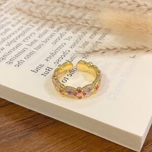 Versatile Enamel Pattern Open Finger Ring | Christmas Party Ornament | Light‑Luxury Adjustable Ladies Decor Band