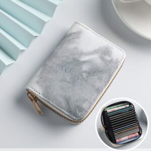Women's Compact Zip Card Holder Wallet - Gray 18 Card Slot Accordion Purse with 2 Utility Pockets for Cash, ID and Everyday Carry
