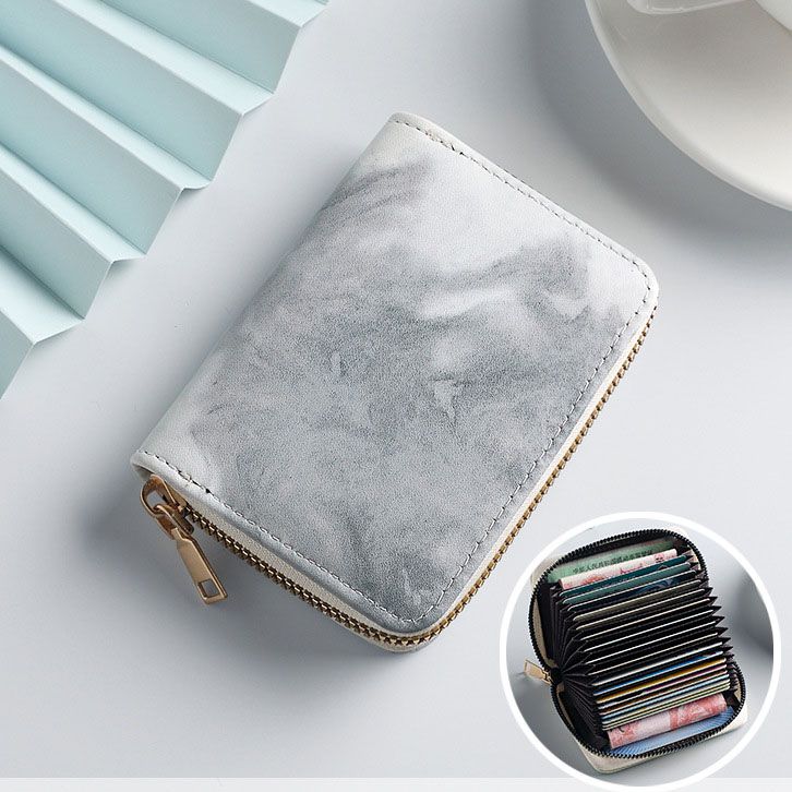 Women's Compact Zip Card Holder Wallet - Gray 18 Card Slot Accordion Purse with 2 Utility Pockets for Cash, ID and Everyday Carry