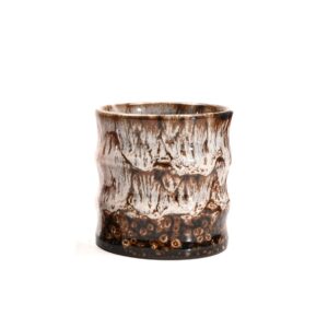 Kiln‑Change Glaze Bamboo‑Jointed Ceramic Cup | Christmas Home Decor Gift | 115ml Brown‑Beige Retro Coffee Tasting Water Mug