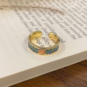 Elegant Enamel Pattern Decorative Open Band | Christmas Stacking Gift | High‑Grade Versatile Women Finger Ring
