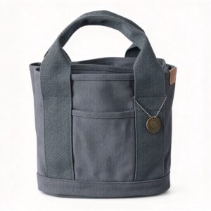 16Oz Canvas Lunch Hand‑Carried Bag Dark Grey, Portable Women Hand Tote Bag, Christmas Work Picnic Grocery Shopping Pouch